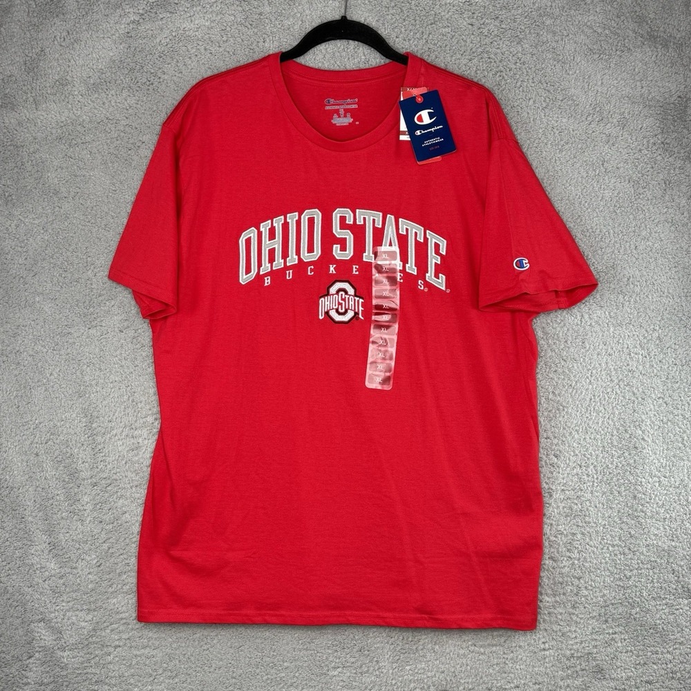 Ohio State Buckeyes Football Men's Size XL T-Shirt Red Champion Embroidered NEW
